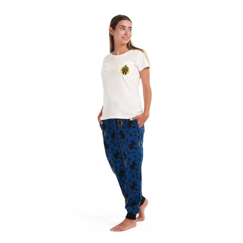 Women summer pajama set Off White T-shirt + Witches pants